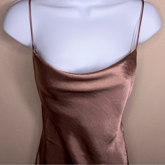 MEDIUM COTTON CANDY LA CHAMPAGNE PINK SATIN DRESS EVENT PARTY COCKTAIL COWL NECK - Picture 2 of 12